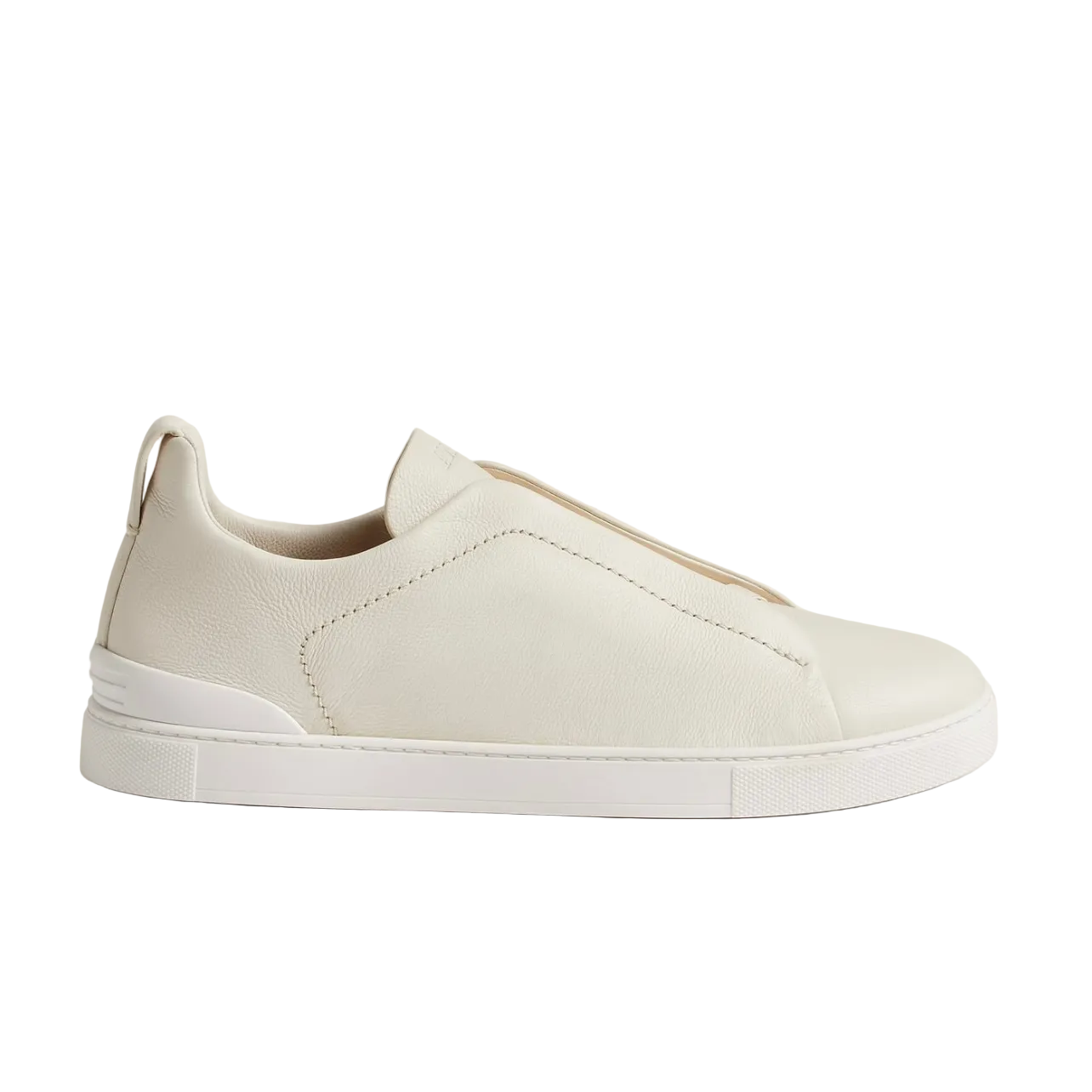 ZEGNA WHITE DEERSKIN TRIPLE STITCH™ SNEAKERS White