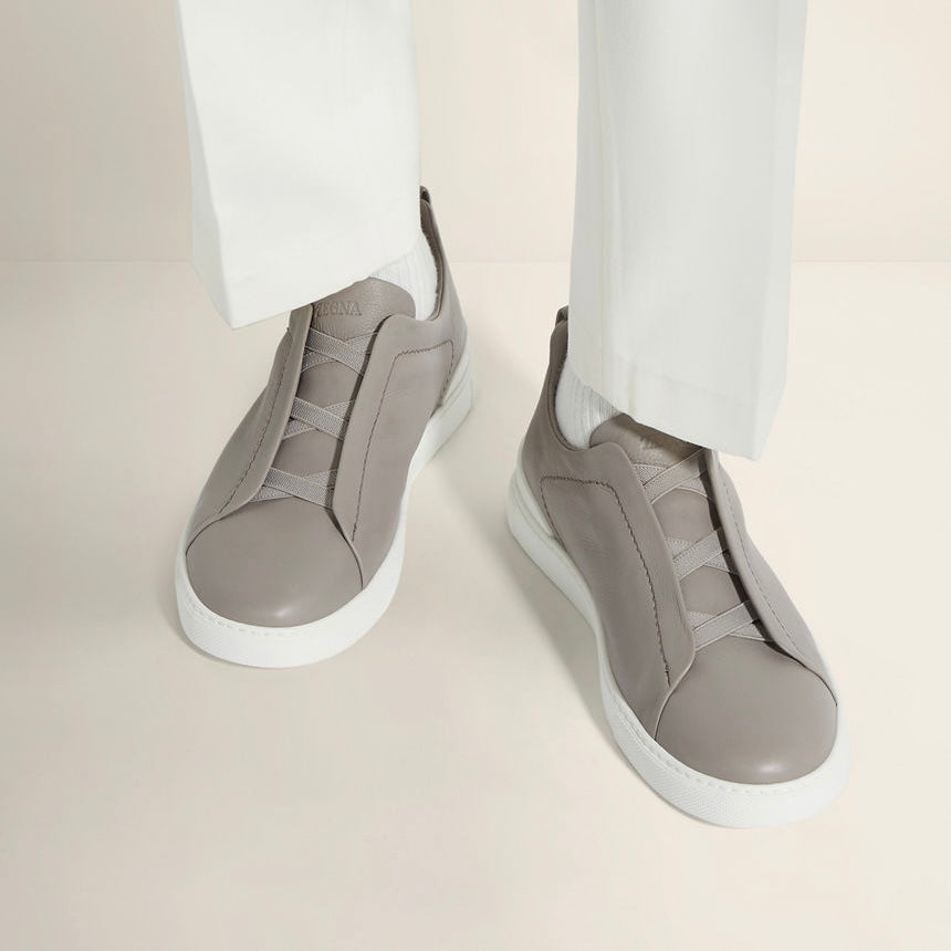 Zegna LIGHT GREY TRIPLE STITCH™ SECONDSKIN SNEAKERS
