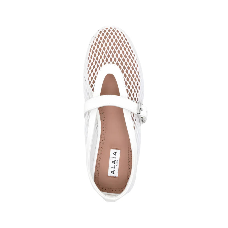 Alaïa Buckle Ballet Flats | White