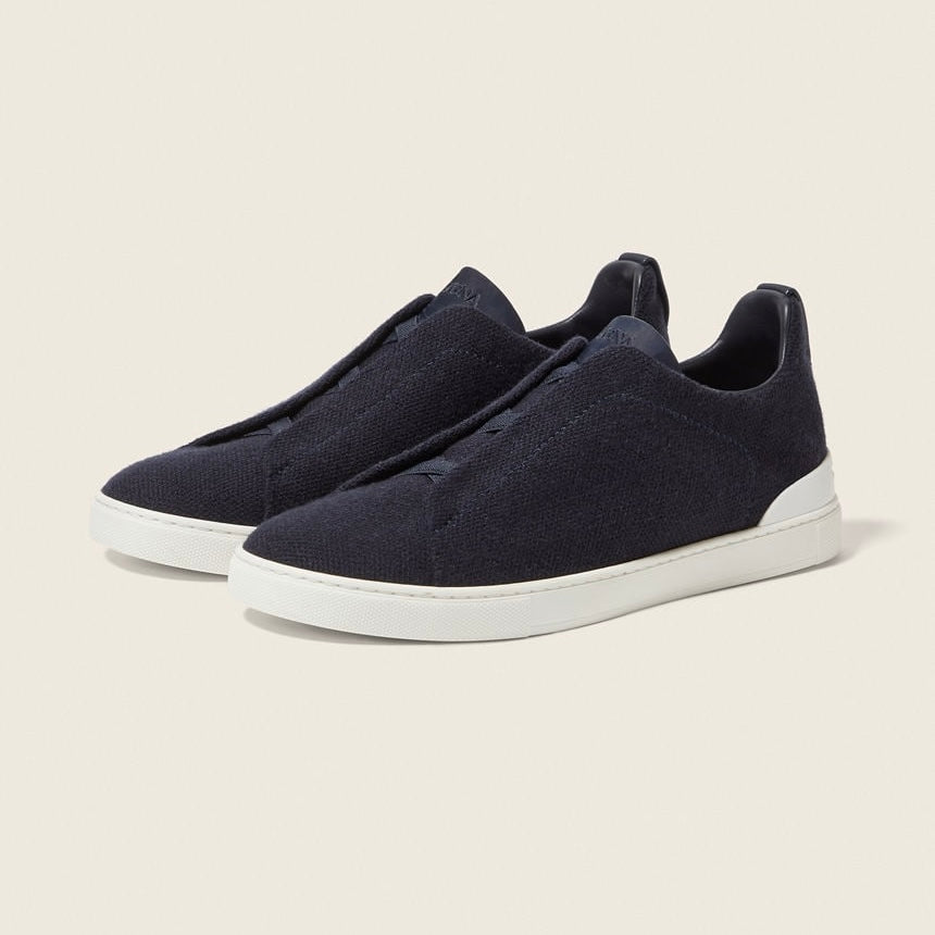 Zegna NAVY BLUE TRIPLE STITCH™ OASI CASHMERE SNEAKERS