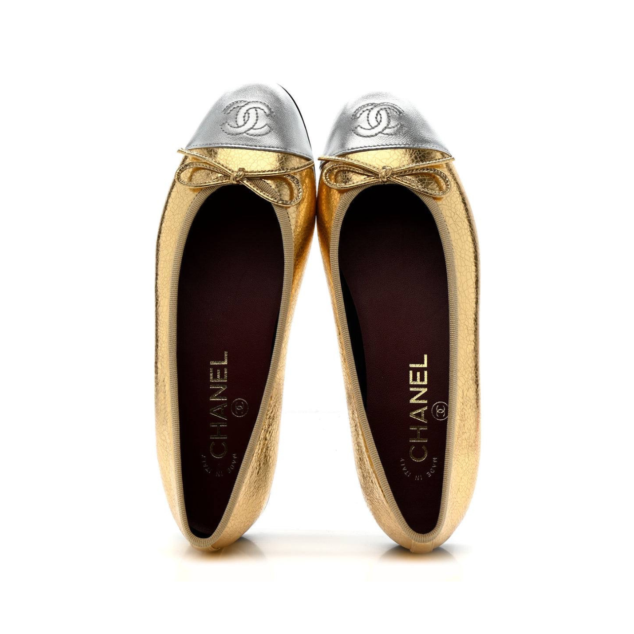 Chanel Gold/silver Knit Fabric and Mesh CC Ballet