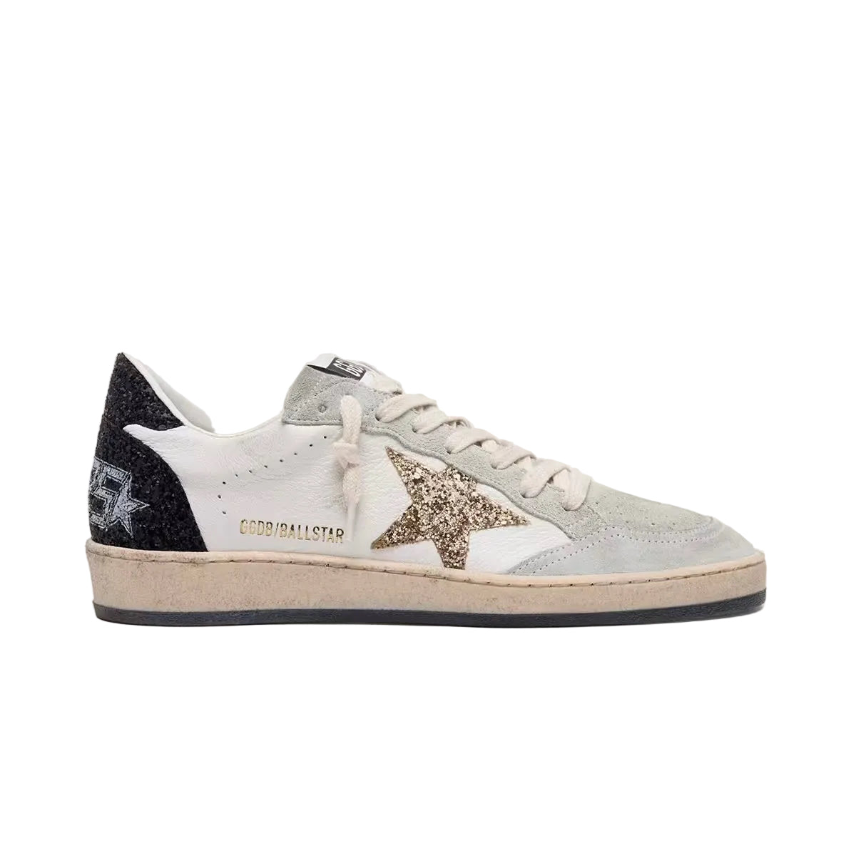 Golden Goose Women’s Ball Star in nappa and suede with glitter star and black heel tab