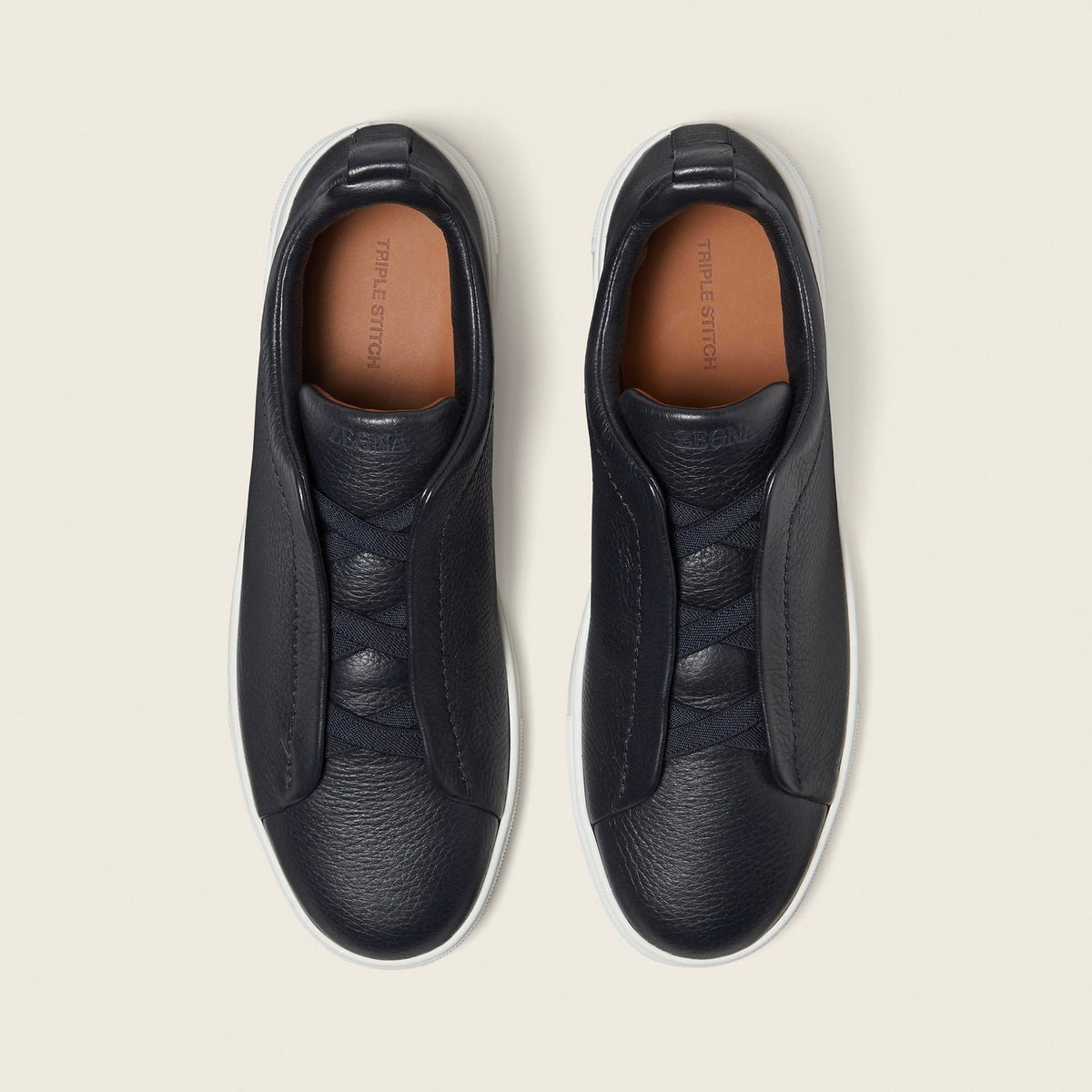 Zegna TRIPLE STITCH™M GENUINE
LEATHER SNEAKERS IN BLACK