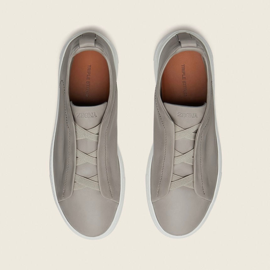 Zegna LIGHT GREY TRIPLE STITCH™ SECONDSKIN SNEAKERS