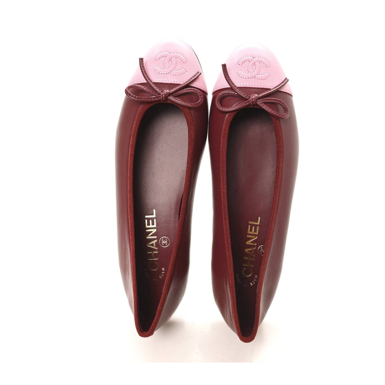 Chanel Burgundy/Pink Knit Fabric and Mesh CC Ballet
