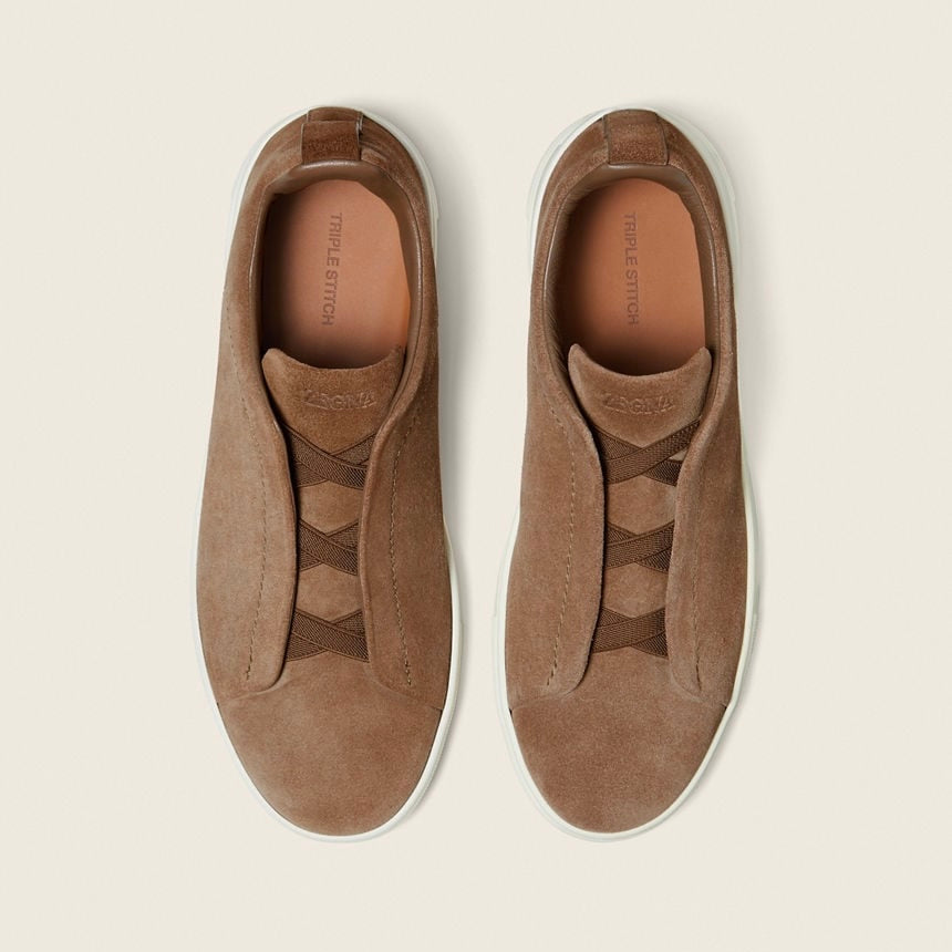 Zegna DARK BEIGE SUEDE TRIPLE STITCH™ SNEAKERS