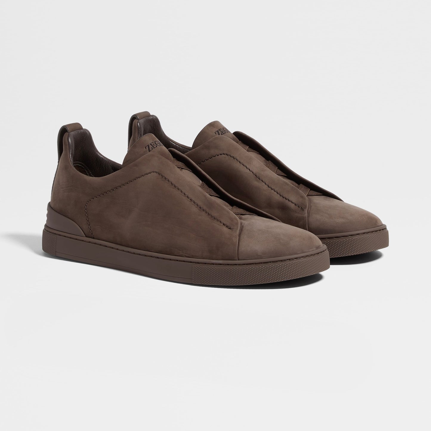 Zegna DARK TAUPE TRIPLE STITCH™ SECONDSKIN NUBUCK SNEAKERS