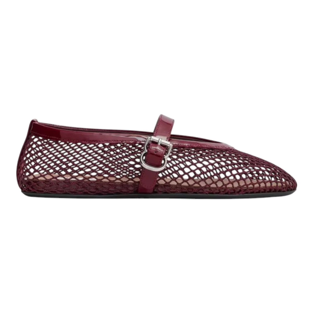 Alaïa Fishnet Ballerina Flats | Burgundy