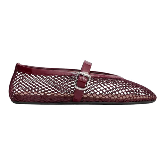 Alaïa Fishnet Ballerina Flats | Burgundy
