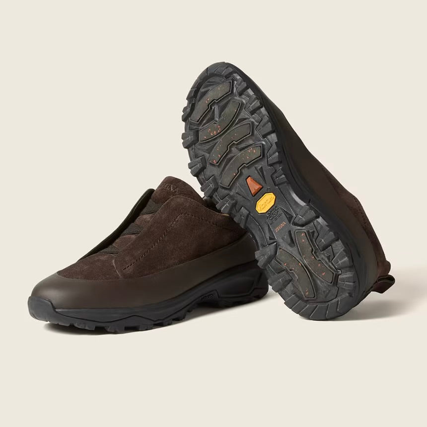 Zegna DARK BROWN LEATHER AND SUEDE TRIPLE STITCH™ MONTE SNEAKERS