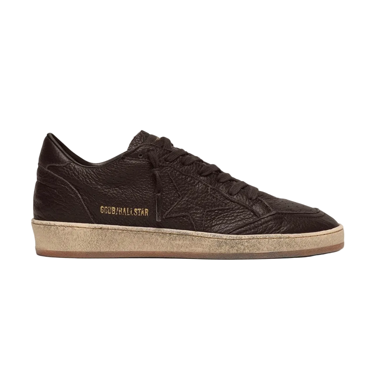 Golden Goose Ball Star in dark brown leather with tone-on-tone leather star(Men)