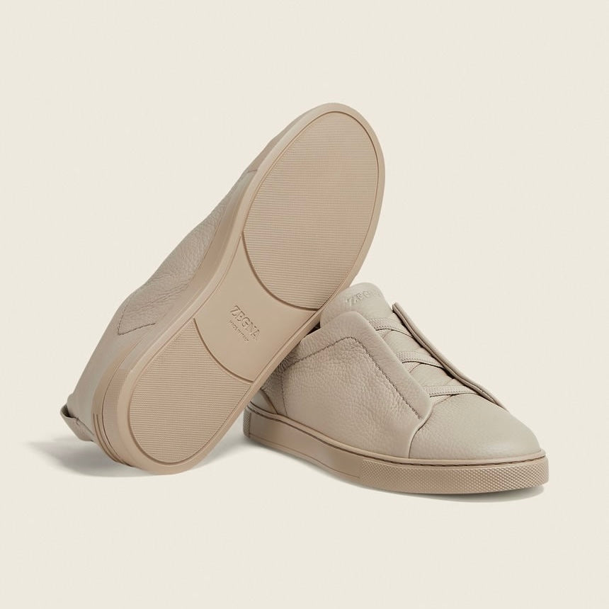 ZEGNA BEIGE DEERSKIN TRIPLE STITCH™ SNEAKERS