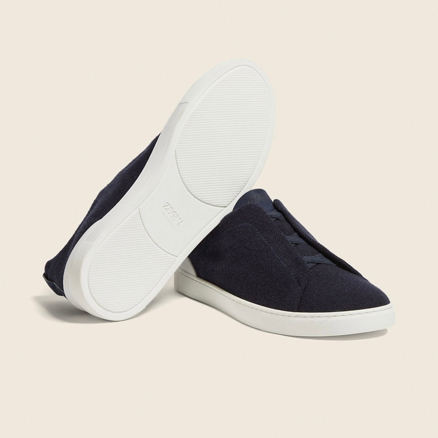 Zegna NAVY BLUE TRIPLE STITCH™ OASI CASHMERE SNEAKERS