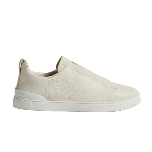 ZEGNA WHITE DEERSKIN TRIPLE STITCH™ SNEAKERS