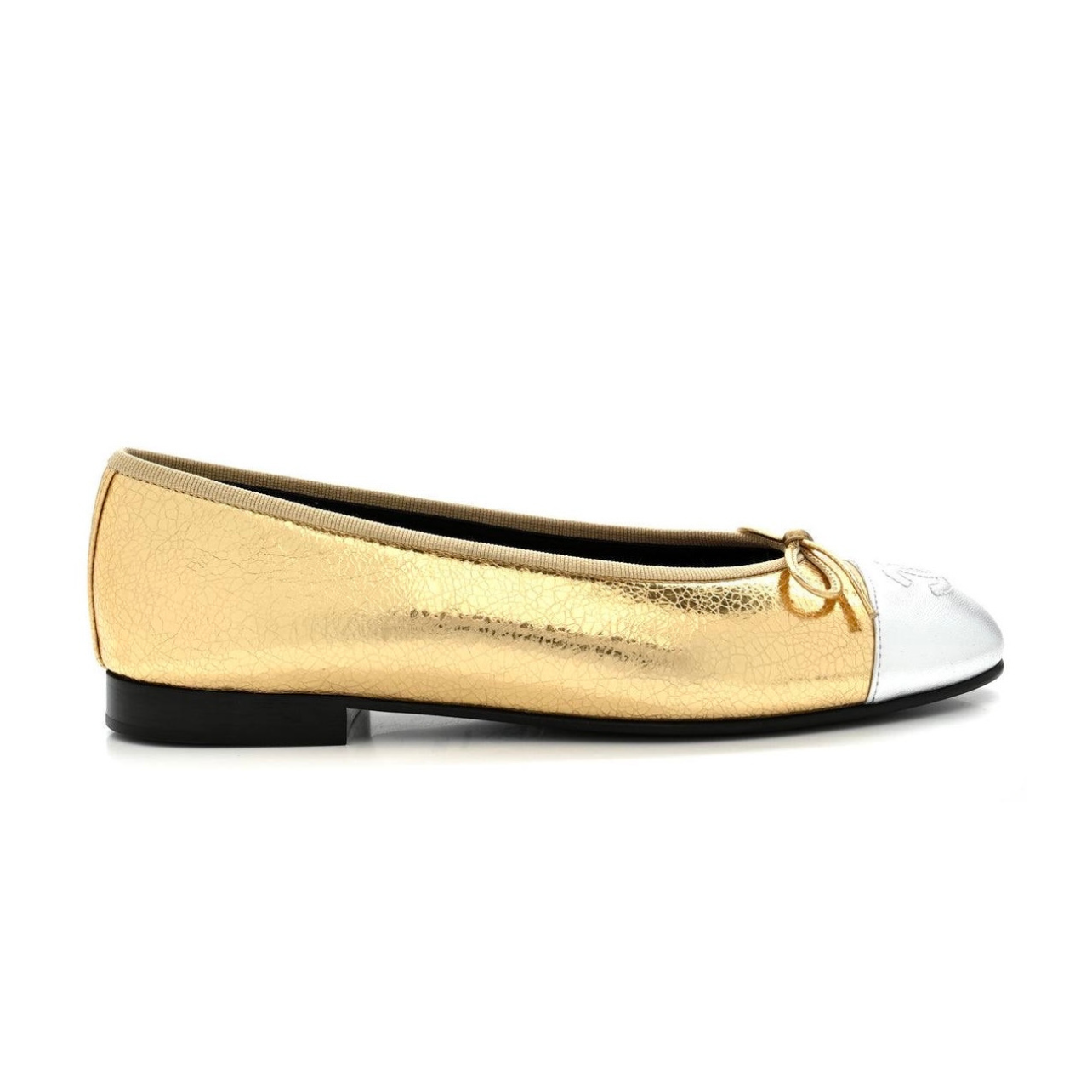 Chanel Gold/silver Knit Fabric and Mesh CC Ballet