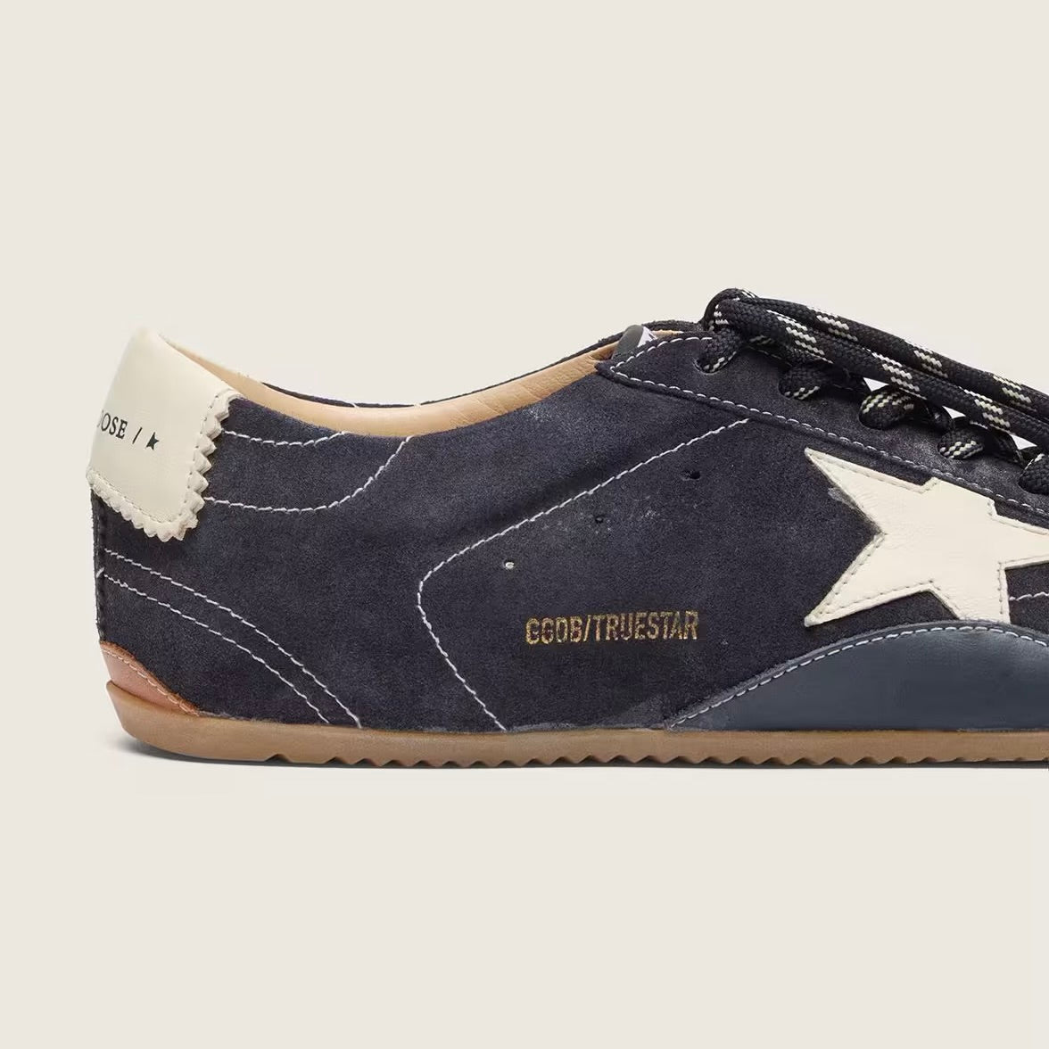 Golden Goose Women's True-Star in dark blue suede with white nappa leather star and heel tab