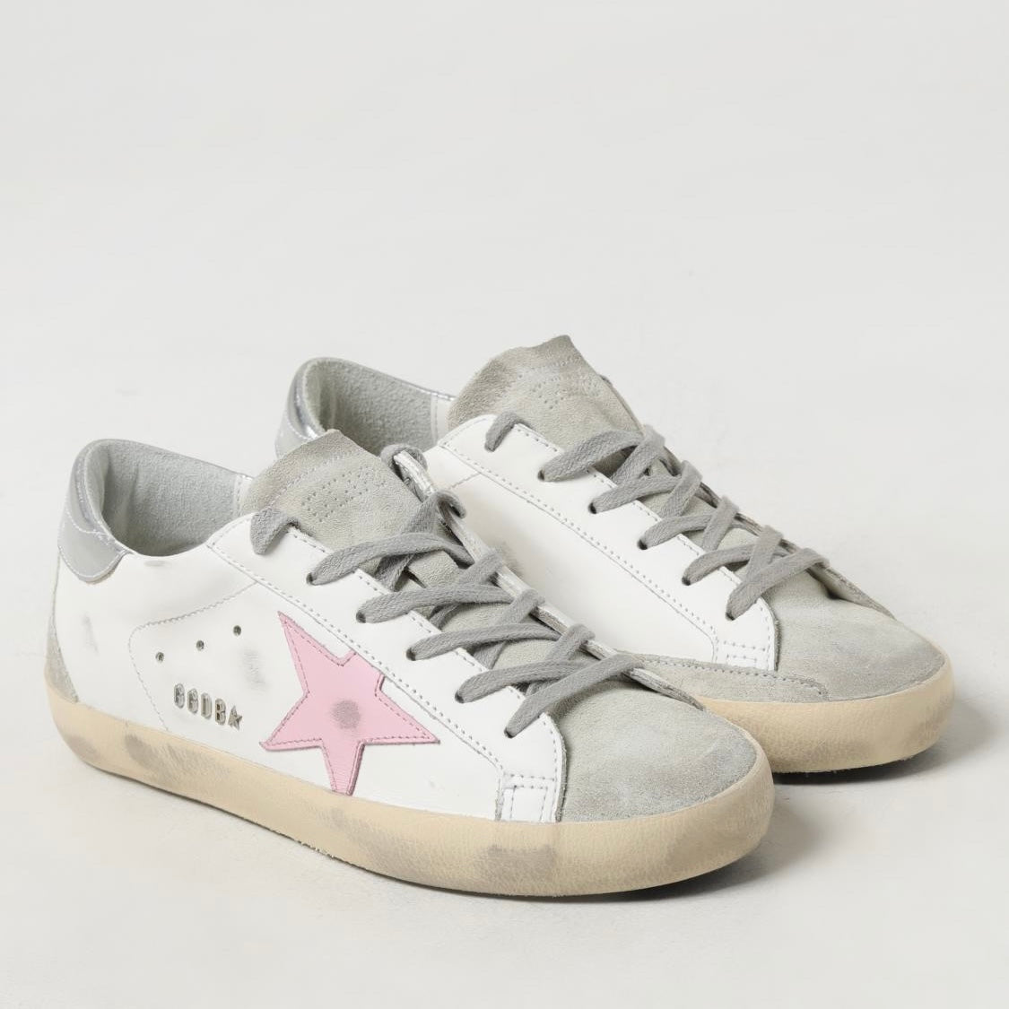 Golden Goose Super-Star with pink star and silver heel tab(Women's)