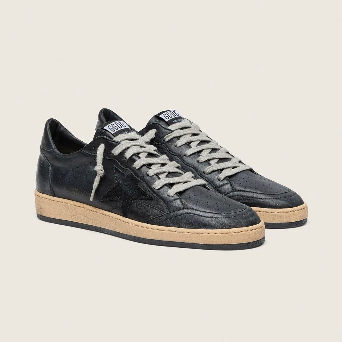 Golden Goose Ball Star in black nappa with suede star and nappa heel tab(Men)