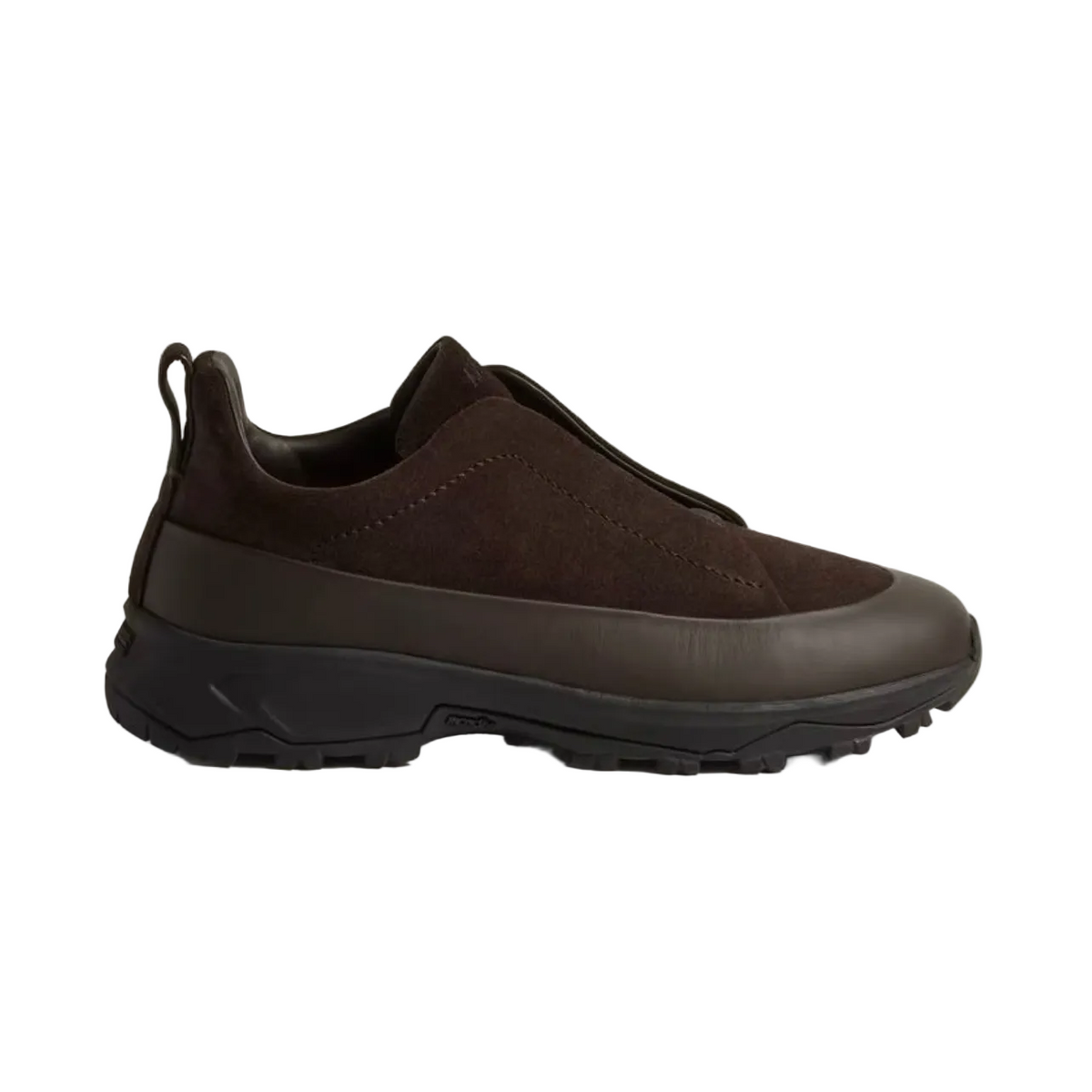 Zegna DARK BROWN LEATHER AND SUEDE TRIPLE STITCH™ MONTE SNEAKERS