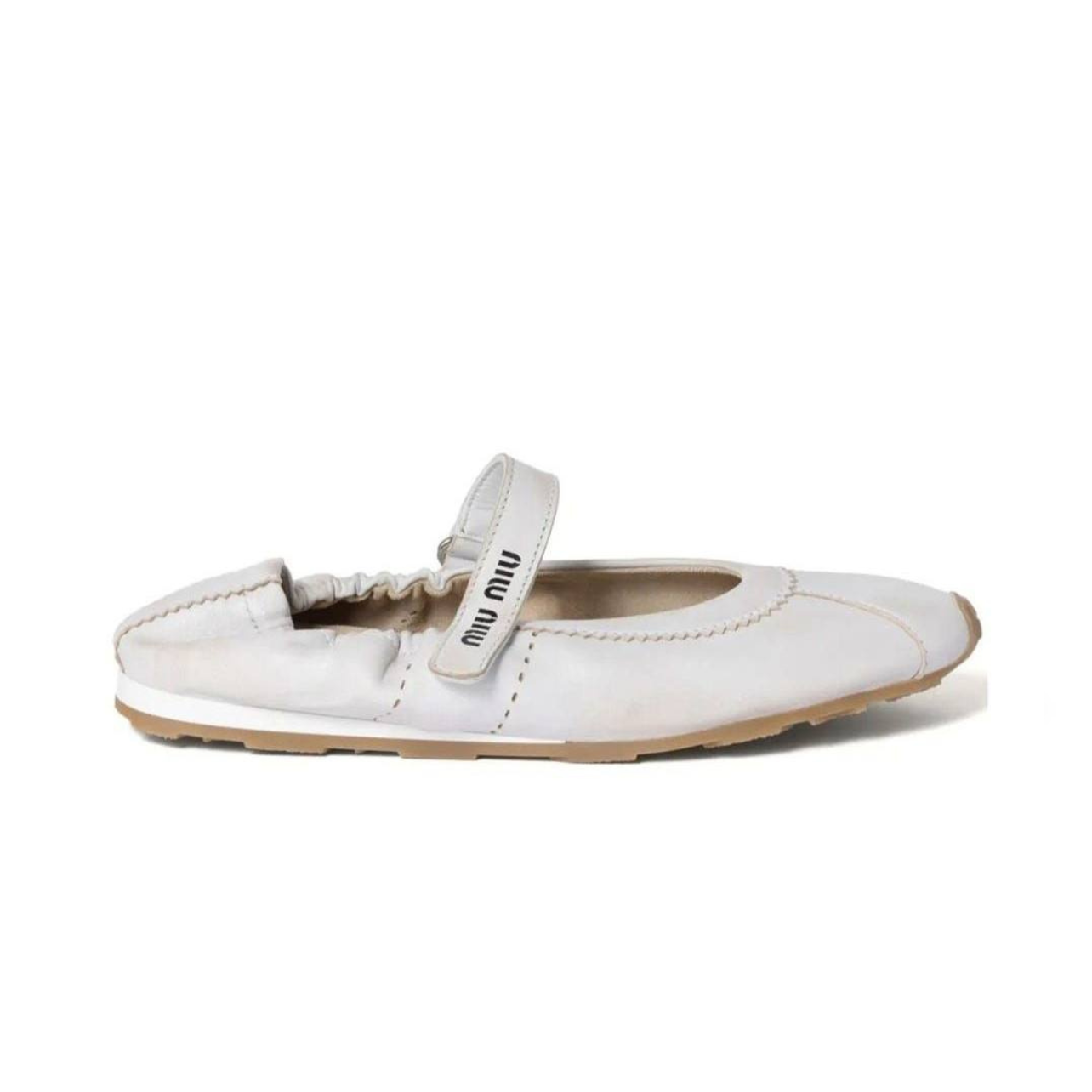 Miu Miu Wmns Bleached Nappa Leather Ballerinas 'White'